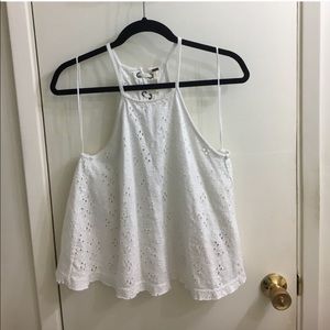 Free people white crochet eyelet tank